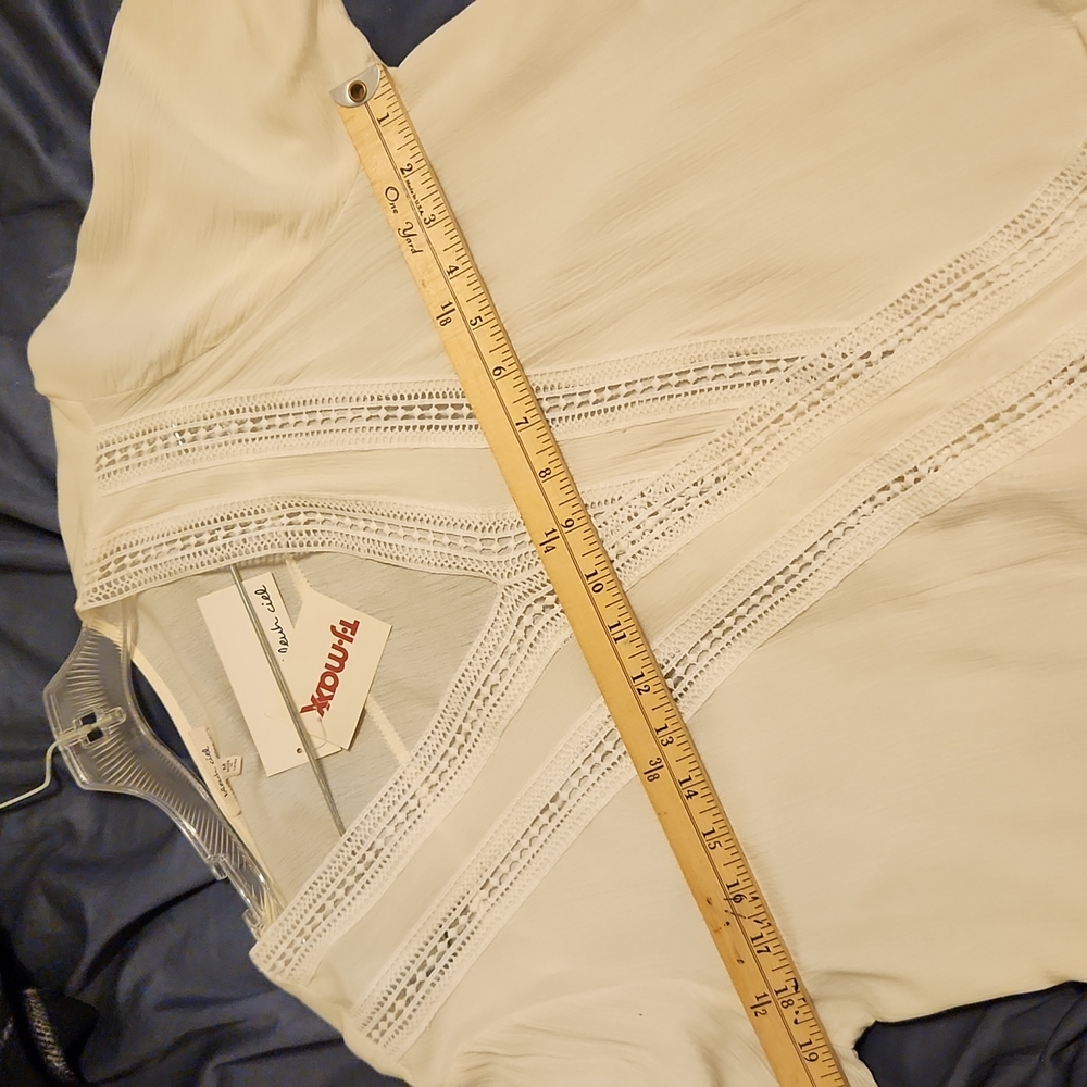 Lace Trimmed Long Sleeve Blouse